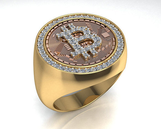 Diamond Faced Bitcoin Ring