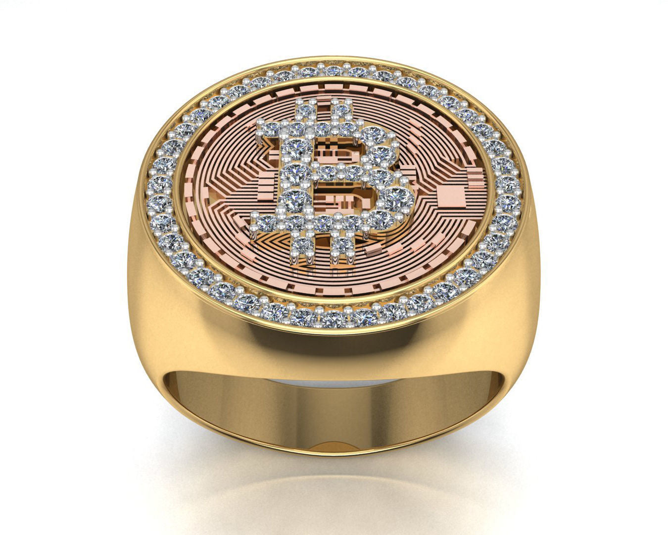 Diamond Faced Bitcoin Ring