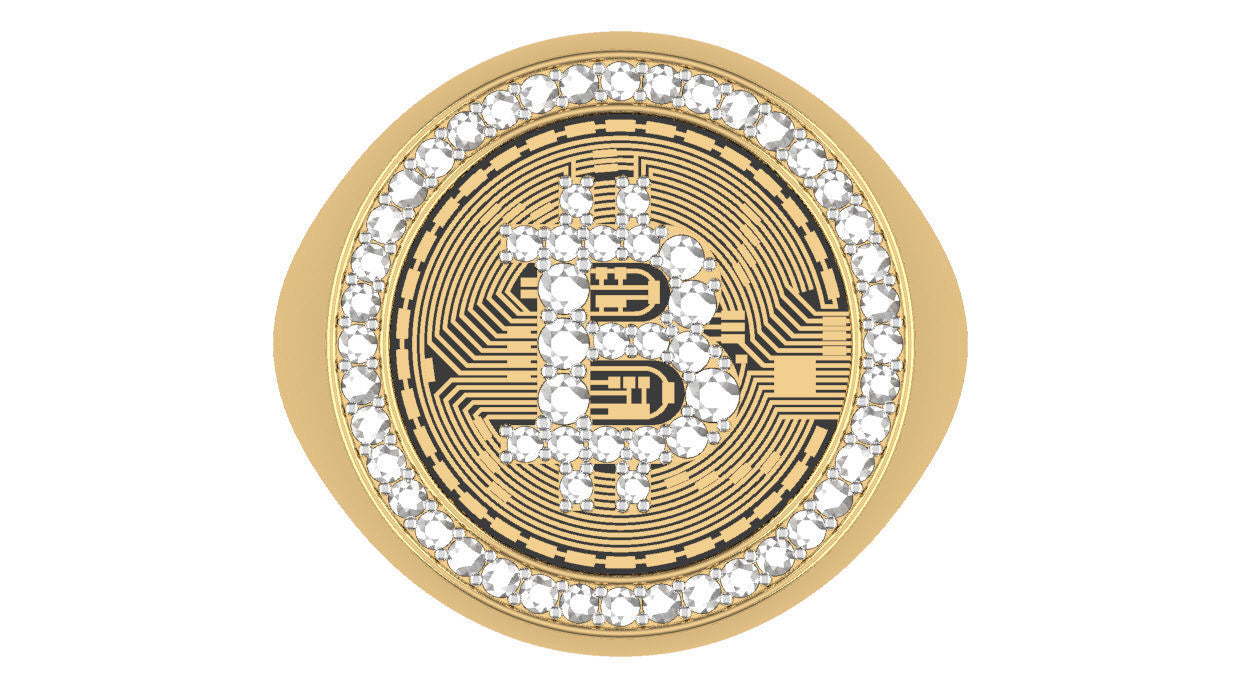 Diamond Faced Bitcoin Ring